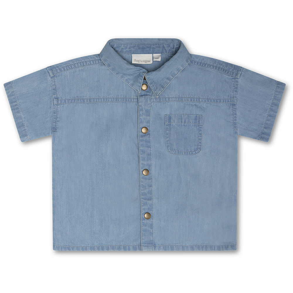 That's Mine Silas skjorte - Blue - 100% Organic cotton Buy Tøj||Overdele||Skjorter||Alle||personale||SS25||alt minus sløjfe||Spring25 here.