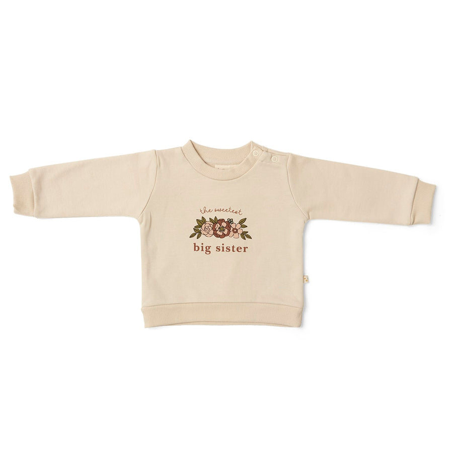 That's Mine Kellie sweatshirt big sister - Oatmeal - 97% Organic cotton, 3% Elastan Buy Tøj||Skjorter & toppe||Sweatshirts||Udsalg||Alle||Søskende||Tøjbundle here.